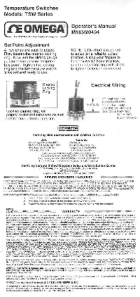 Thumbnail of document Manual - TSW Adjustable Stainless Steel Temp. Switches